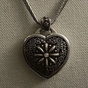 Brighton Long Double Chain Silvertone Locket